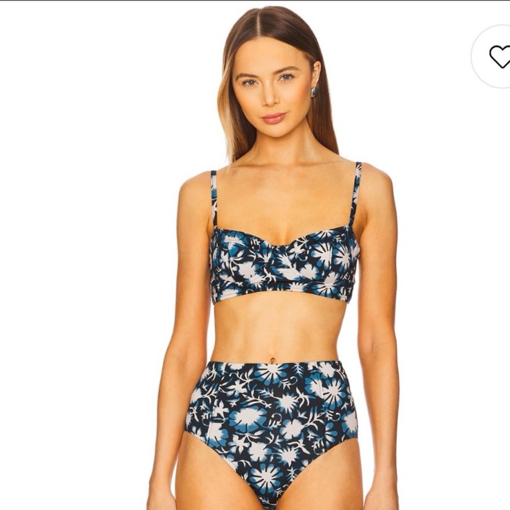 Ulla Johnson Black and Tan Zahara batik pattern high waisted Bikini Set M